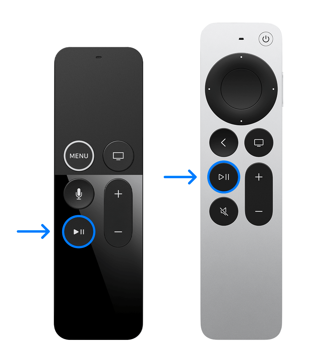 press play pause button on apple tv remote
