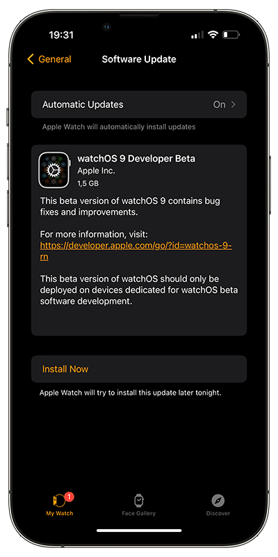 watchos 9 developer beta update