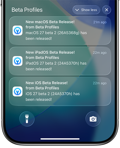 new beta updates released notification from beta profiles