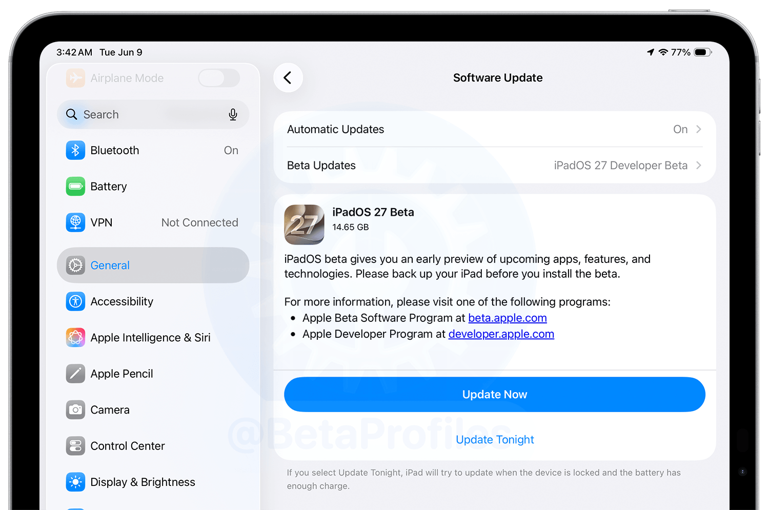 update ipados 27 developer beta