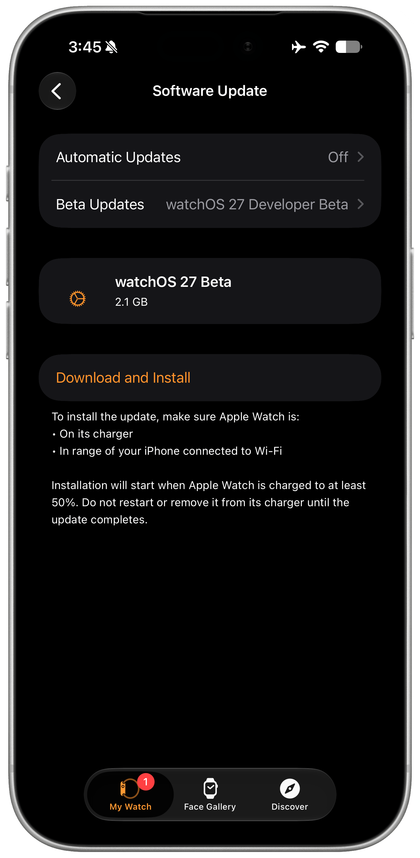 download and install watchos 27 beta
