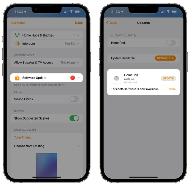 HomePod Sofware version 16 update